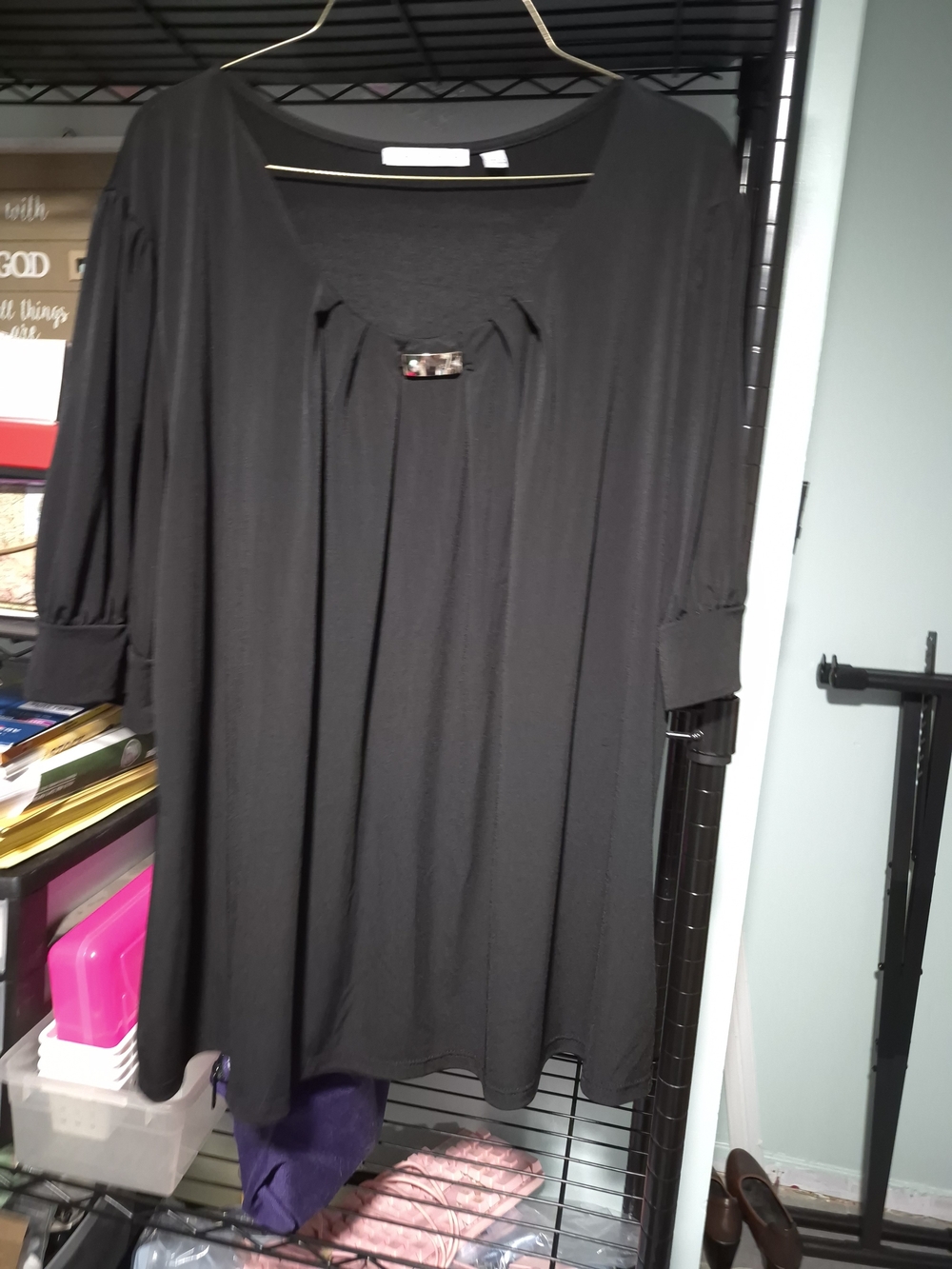 Notations Woman 2XL Women's Black Jewel-Accent Tunic Top